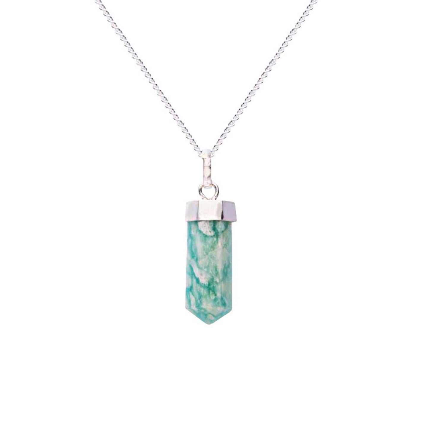 Amazonite Mini Water Drop Crystal and Noble Silver Pendant