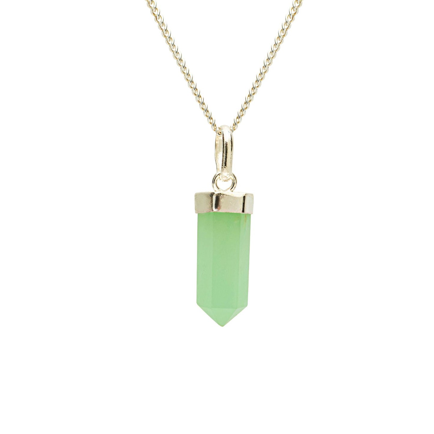 Chrysoprase Mini Water Drop Crystal and Noble Silver Pendant