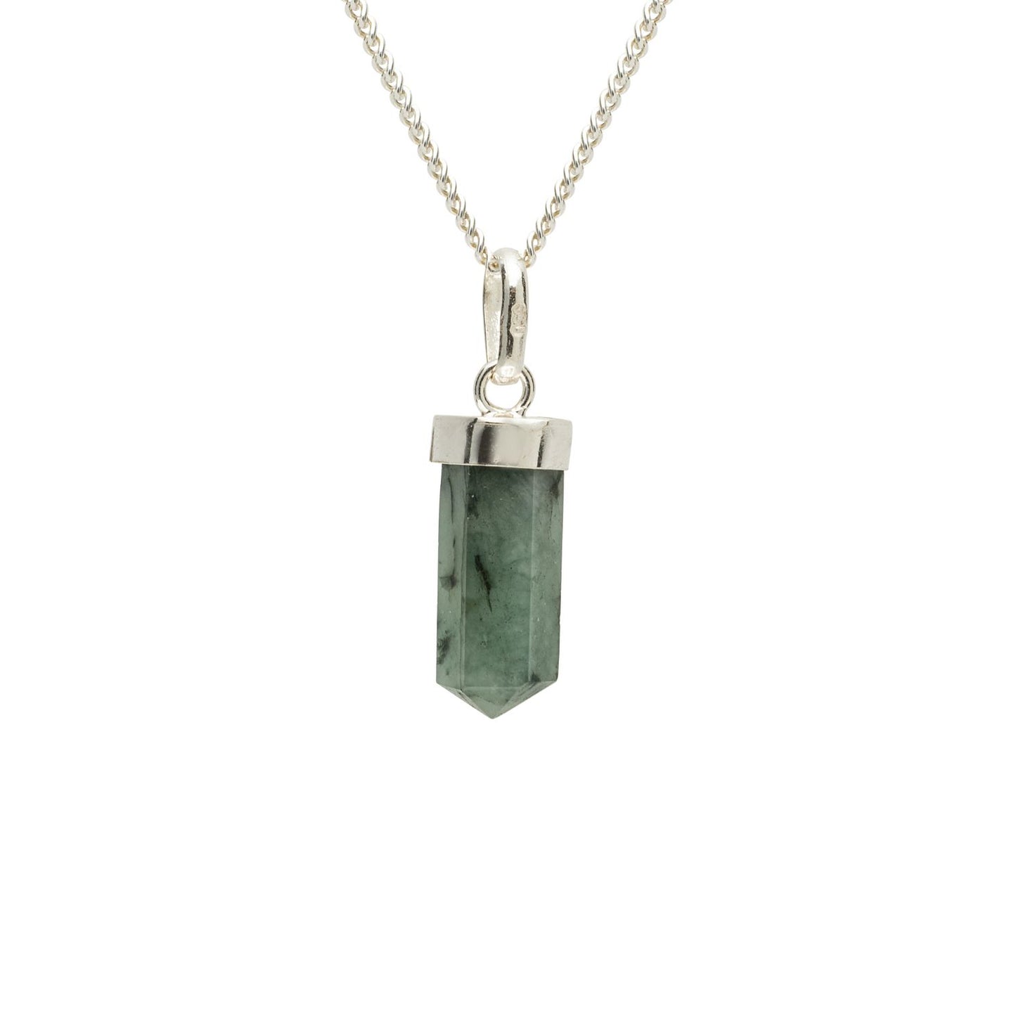 Emerald Mini Water Drop Crystal and Noble Silver Pendant