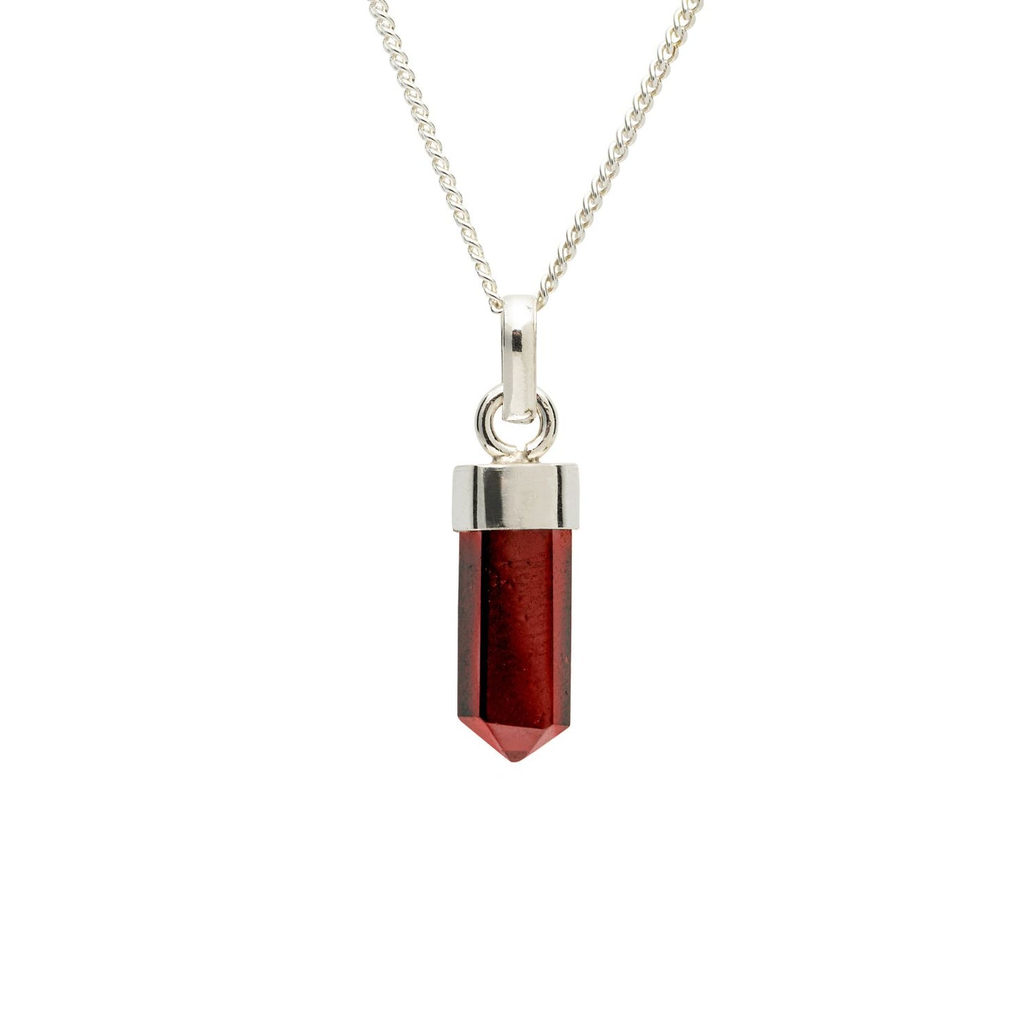 Garnet Mini Water Drop Crystal and Noble Silver Pendant