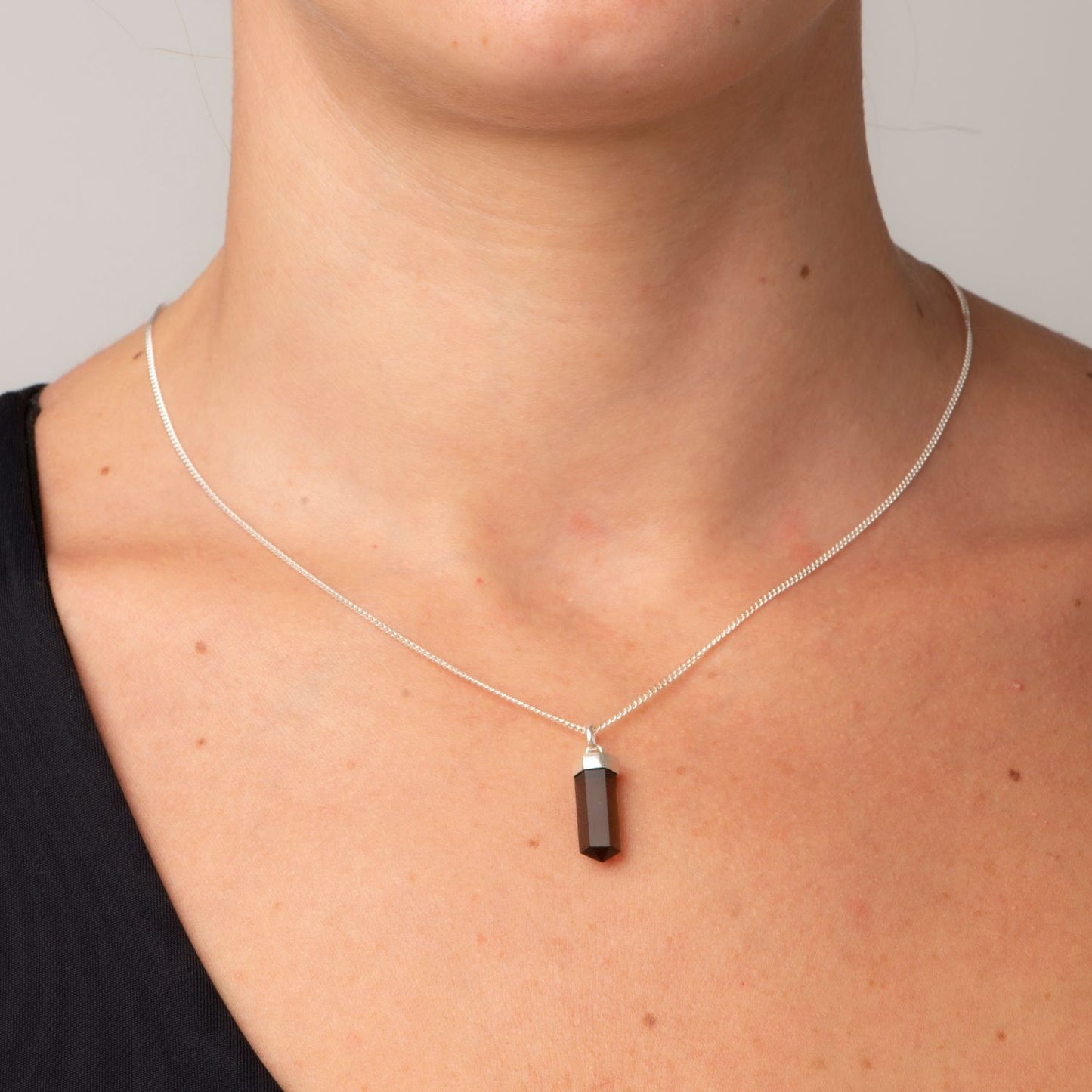 Garnet Mini Water Drop Crystal and Noble Silver Pendant
