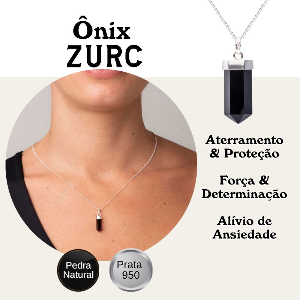 Onyx Mini Water Drop Crystal and Noble Silver Pendant