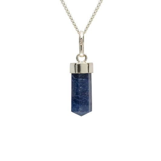 Blue Quartz Mini Water Drop Crystal and Noble Silver Pendant