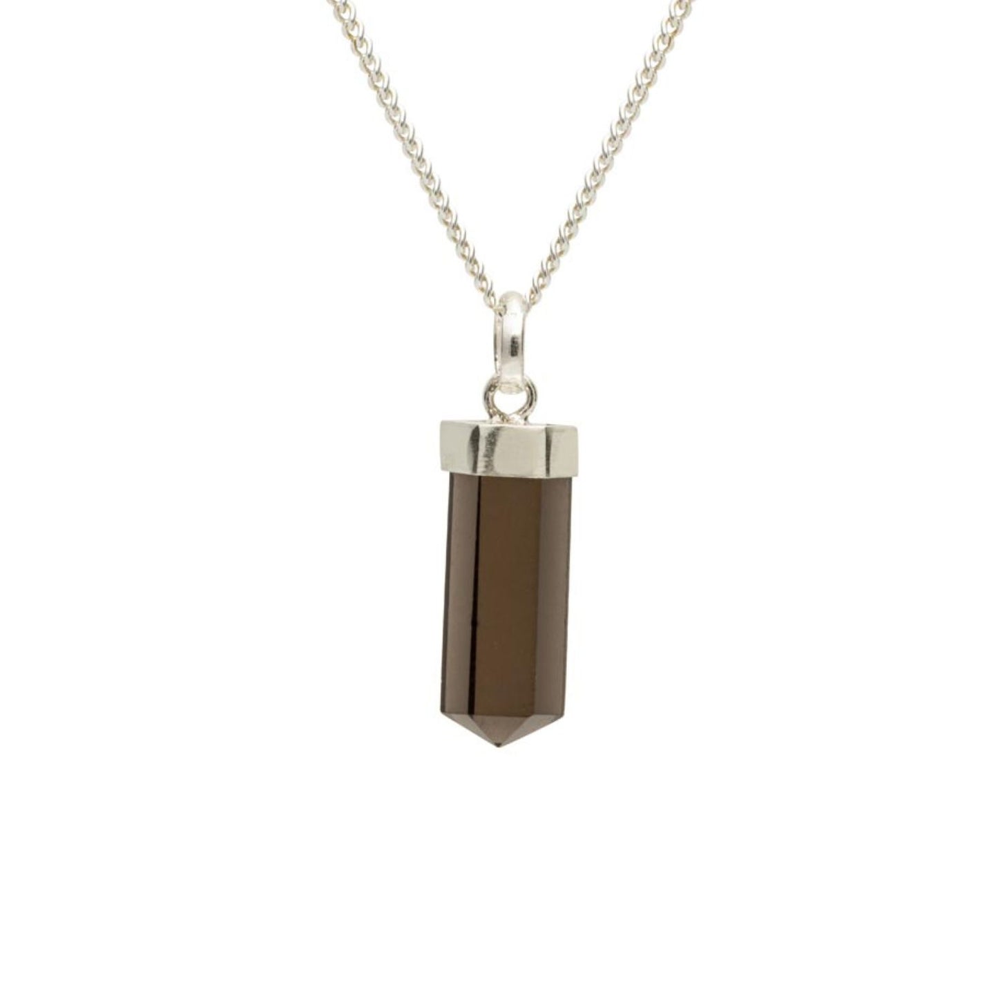 Smoky Quartz Mini Water Drop Crystal and Noble Silver Pendant