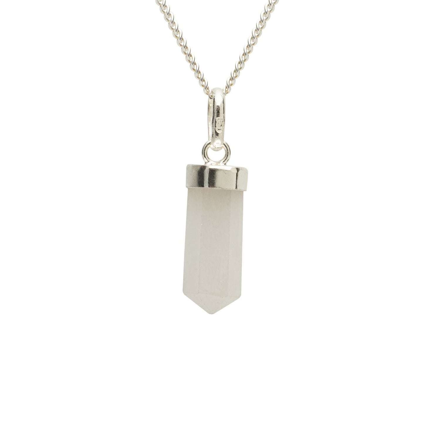 Milky Quartz Mini Water Drop Crystal and Noble Silver Pendant