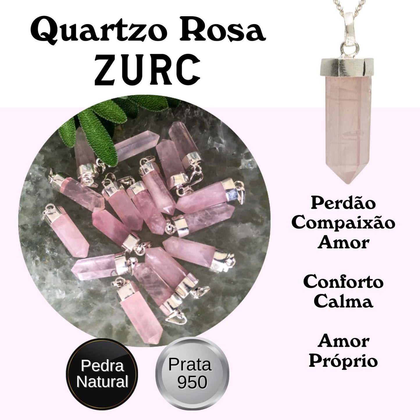Rose Quartz Mini Water Drop Crystal and Noble Silver Pendant