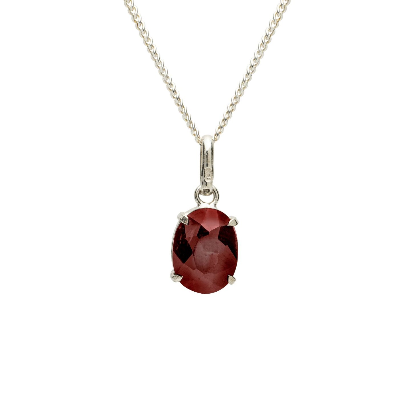 Garnet Mini Highlight Crystal and Noble Silver Pendant