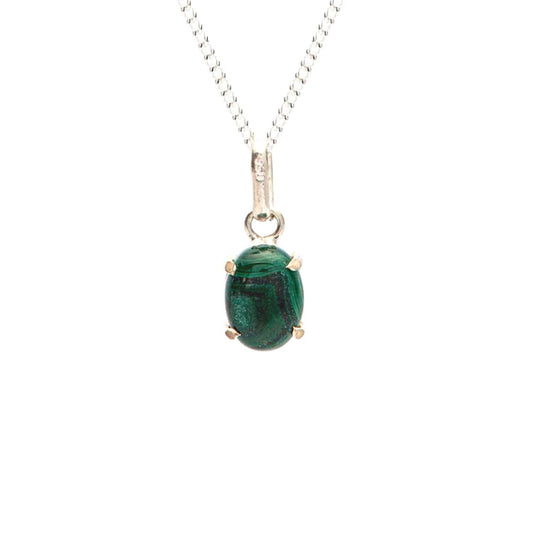 Malachite Mini Highlight Crystal and Noble Silver Pendant