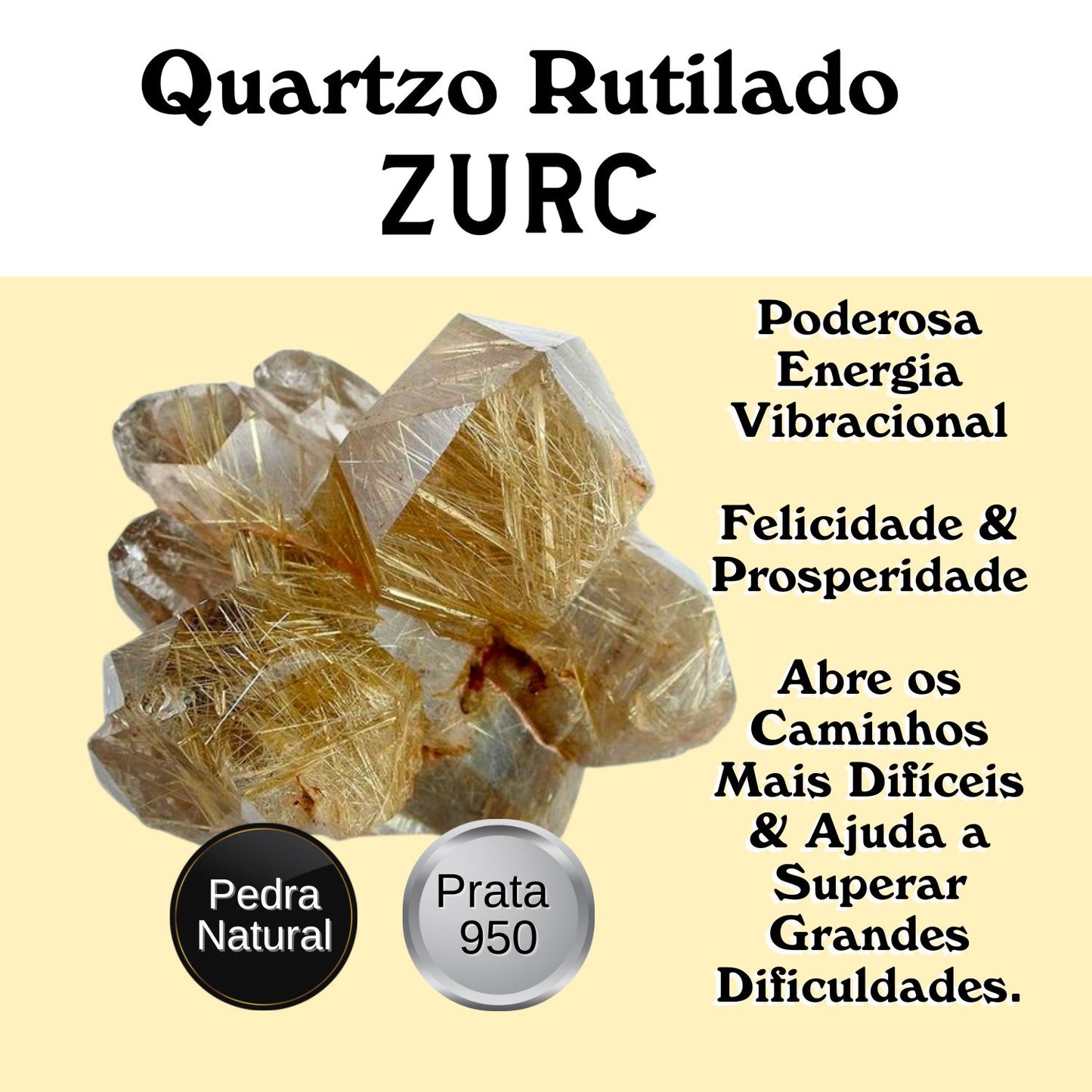Rutilated Quartz Mini Highlight Noble Silver Pendant